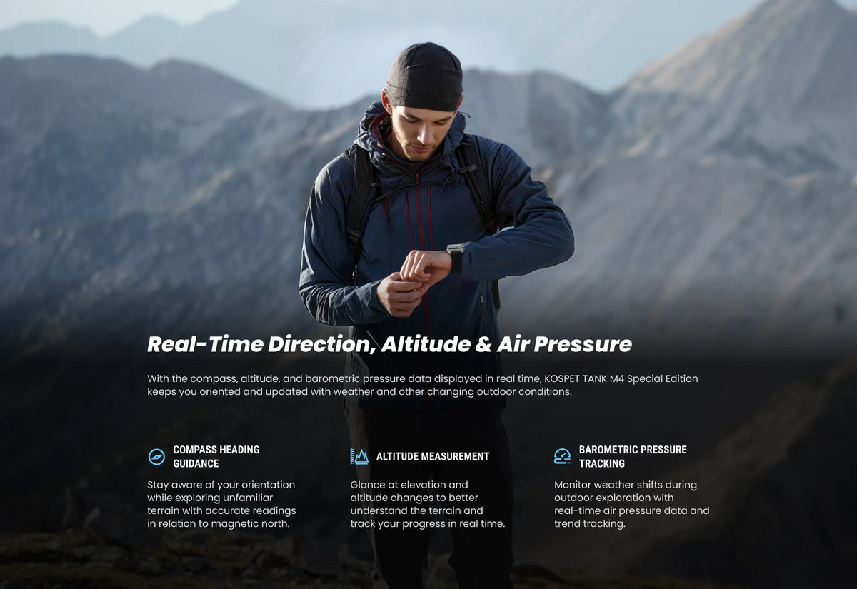 KOSPET Tank M4 Special Edition Men's Smartwatch 1.96 Inch AMOLED 10ATM Waterproof Freediving Offline Maps GPS 2 Wristbands