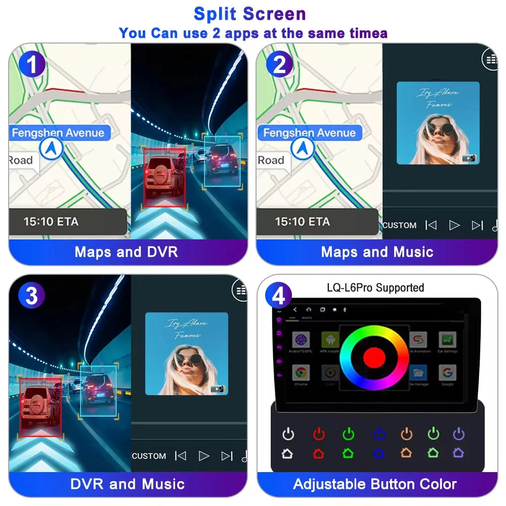 LEHX Universal 7 Inch 2 din Android 15 Car Radio 2.5D QLED Screen Car Multimedia Player Carplay Android Auto Stereo Autoradio