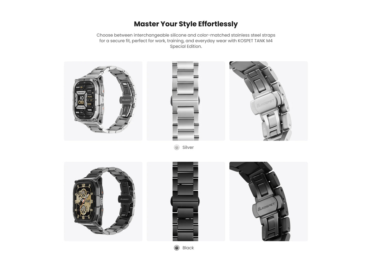 KOSPET Tank M4 Special Edition Men's Smartwatch 1.96 Inch AMOLED 10ATM Waterproof Freediving Offline Maps GPS 2 Wristbands