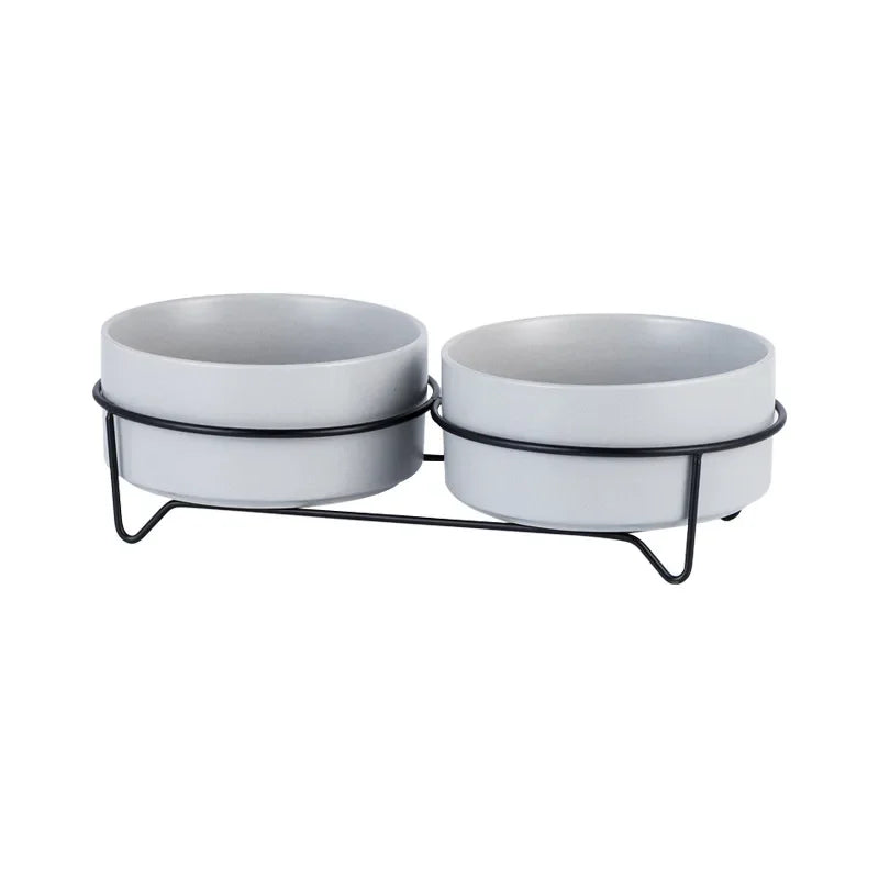 Dogs Food Water Bowls with Stand Cat Ceramic Eating Drinking Feeders Pet Large Capacity Elevated Feeding Bowl 300ml - 1800ml