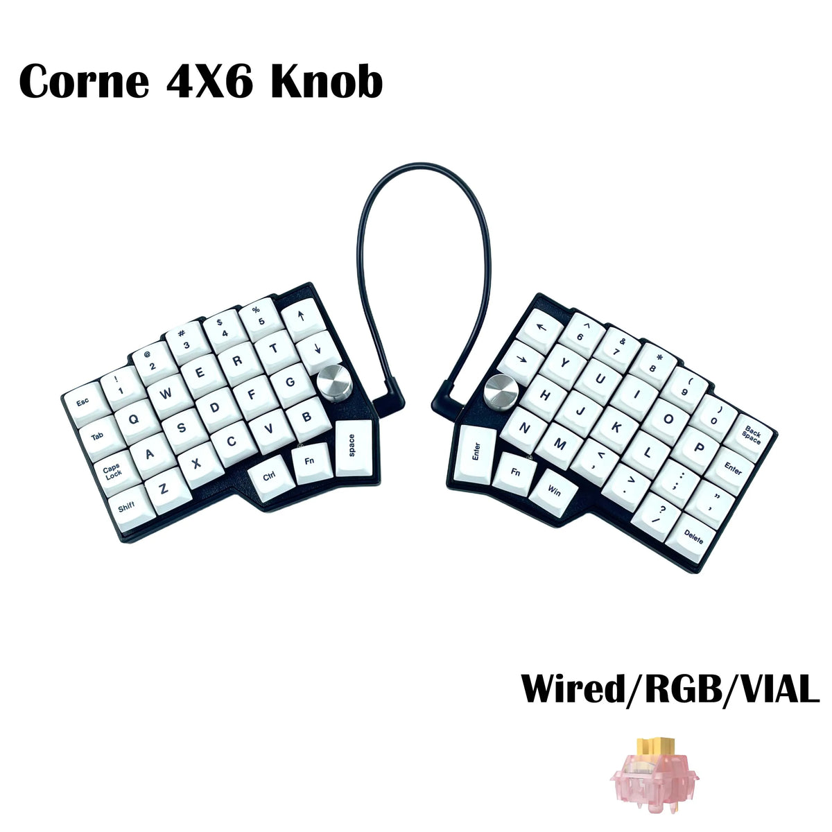Corne 4×6 Layout 2 Knobs Split Ergonomics Hot-swappable MX Mechanical Keyboard Wired South RGB VIAL Programmable