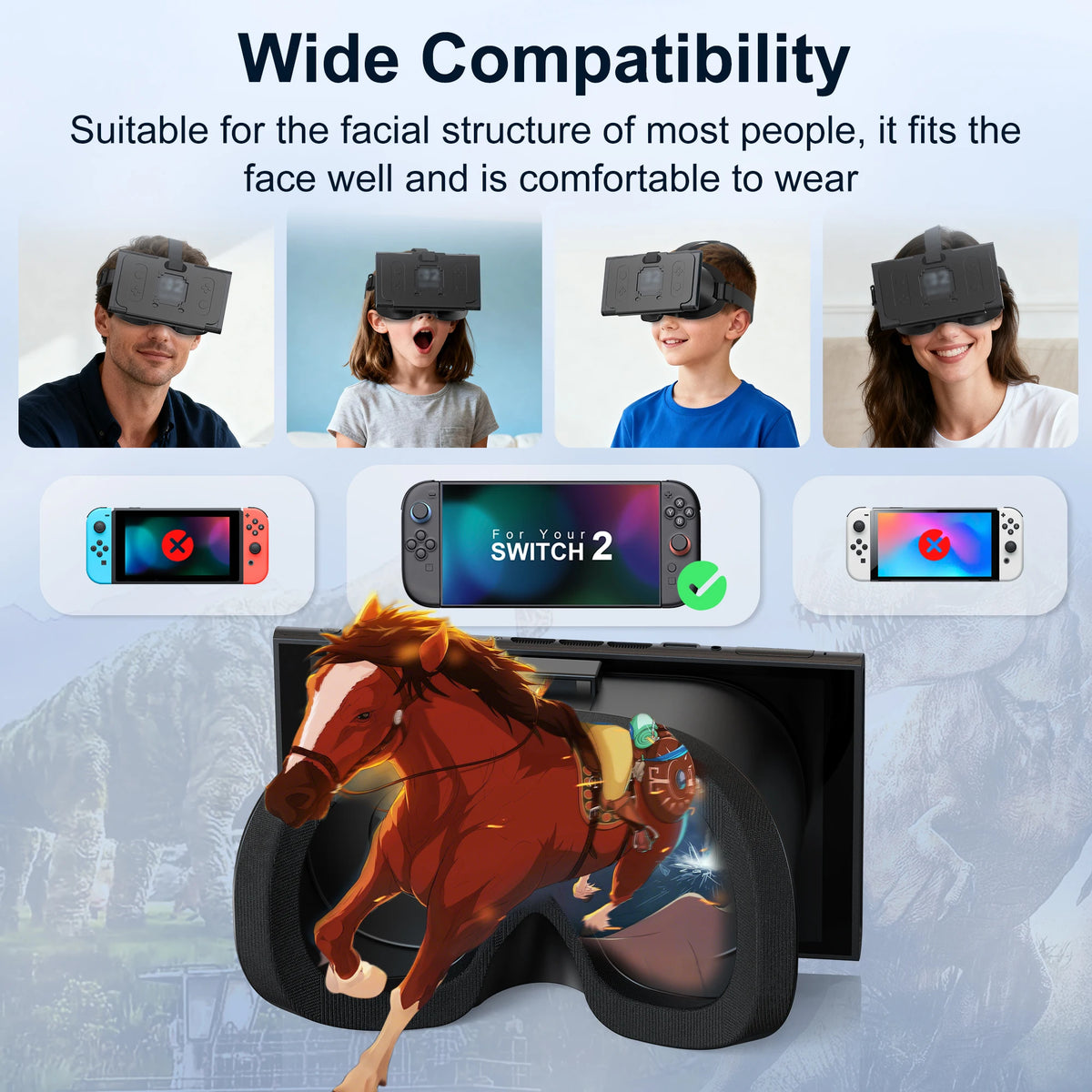 VR Headset For Nintendo Switch 2 3D Glasses Virtual Reality Movies NS 2 VR Immersive Gaming Experience Headband Adjustable Lens