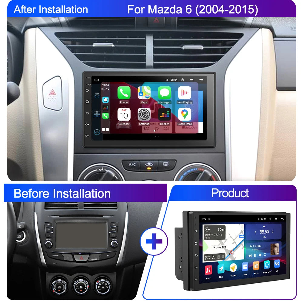 LEHX Universal 7 Inch 2 din Android 15 Car Radio 2.5D QLED Screen Car Multimedia Player Carplay Android Auto Stereo Autoradio