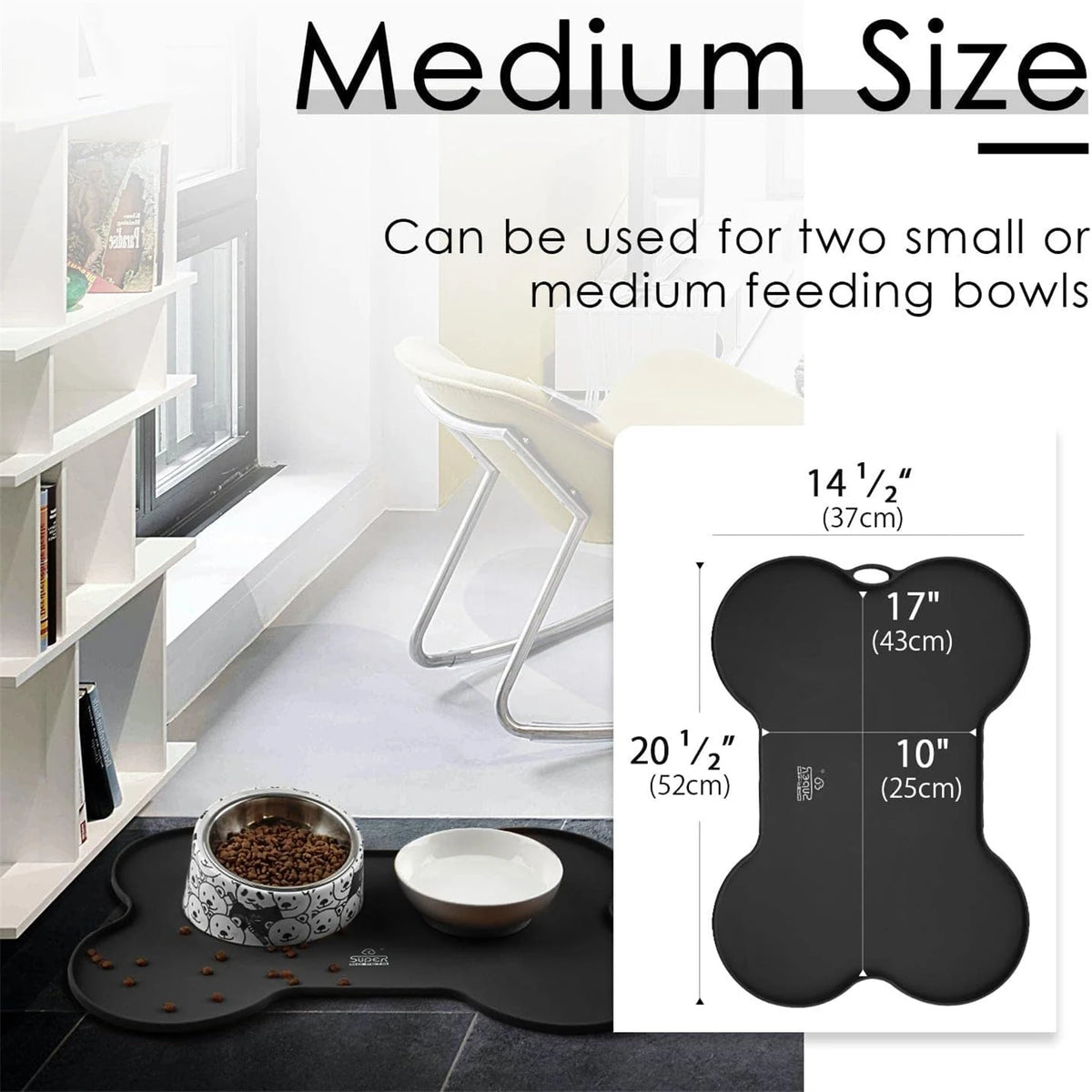 20.5' X 14.5' Design Dog Food Mat Dog Bowl Mat for Food and Water Silicone Non Spill Cat Feeding Mat Puppy Placemat Waterproof