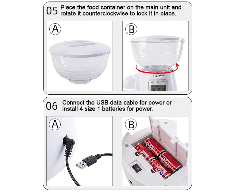 Truelove Automatic Pet Food Dispenser Timed Cat Feeder Automatic Dog Feeder Freshness Preservation Dry Food White TLD2001