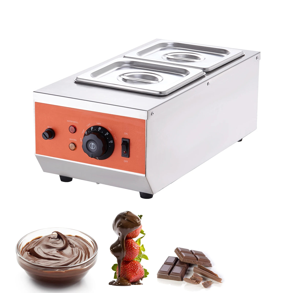 SucceBuy 2 3 Tanks Electric Chocolate Tempering Machine Chocolate cascade Melting Pot for Kitchen home appliance