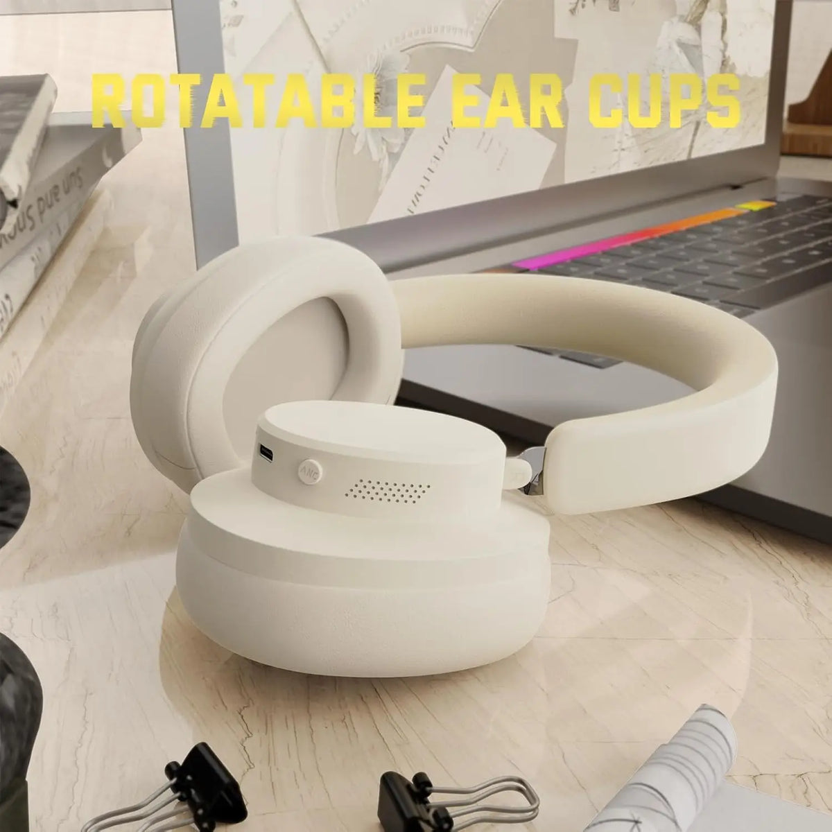 ATTACK SHARK G500 Wireless Over-ear Noise Canceling Headphones,Bluetooth ANC Gaming Headset with BT 5.3/3.5mm Audio Cable