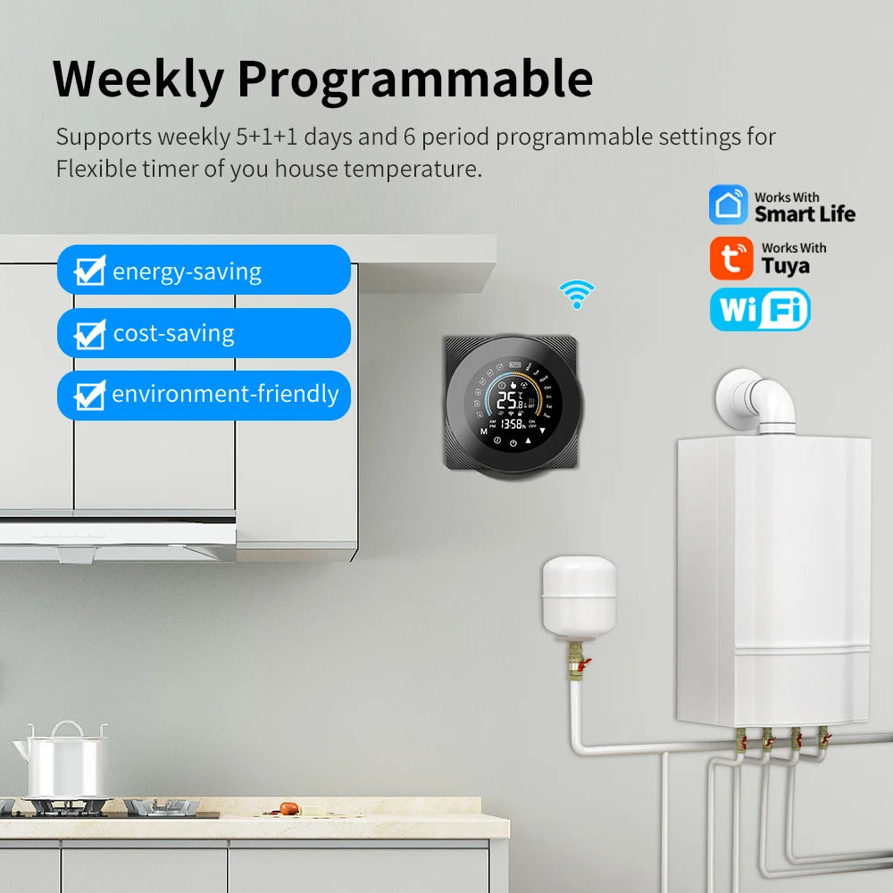 Wifi Thermostat Electric Floor Water/Gas Boiler Heating LCD Digital Touch Temperature Control Smart Life Google Home Alexa