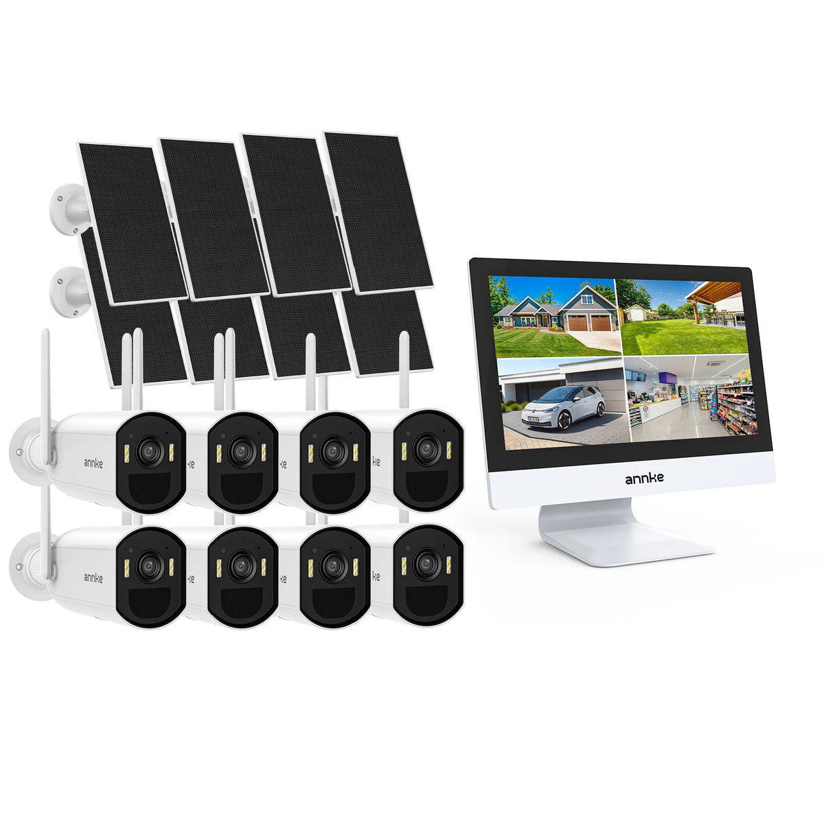 Annke 4MP Solar Security Cameras 10CH NVR 2.4G 5.8G 5MP PTZ WiFi Security Cameras PIR Color Night Vision Camera Security WiFi