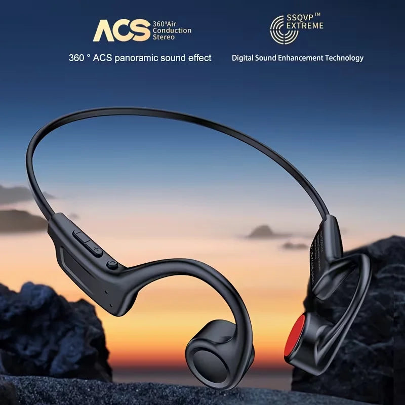 2026 New Open-ear Bone Conduction Headphones Built-in Mic Type-C Charging Long Playback Wireless Earbuds Sports Headset for Running Cycling Fitness Holiday Gift