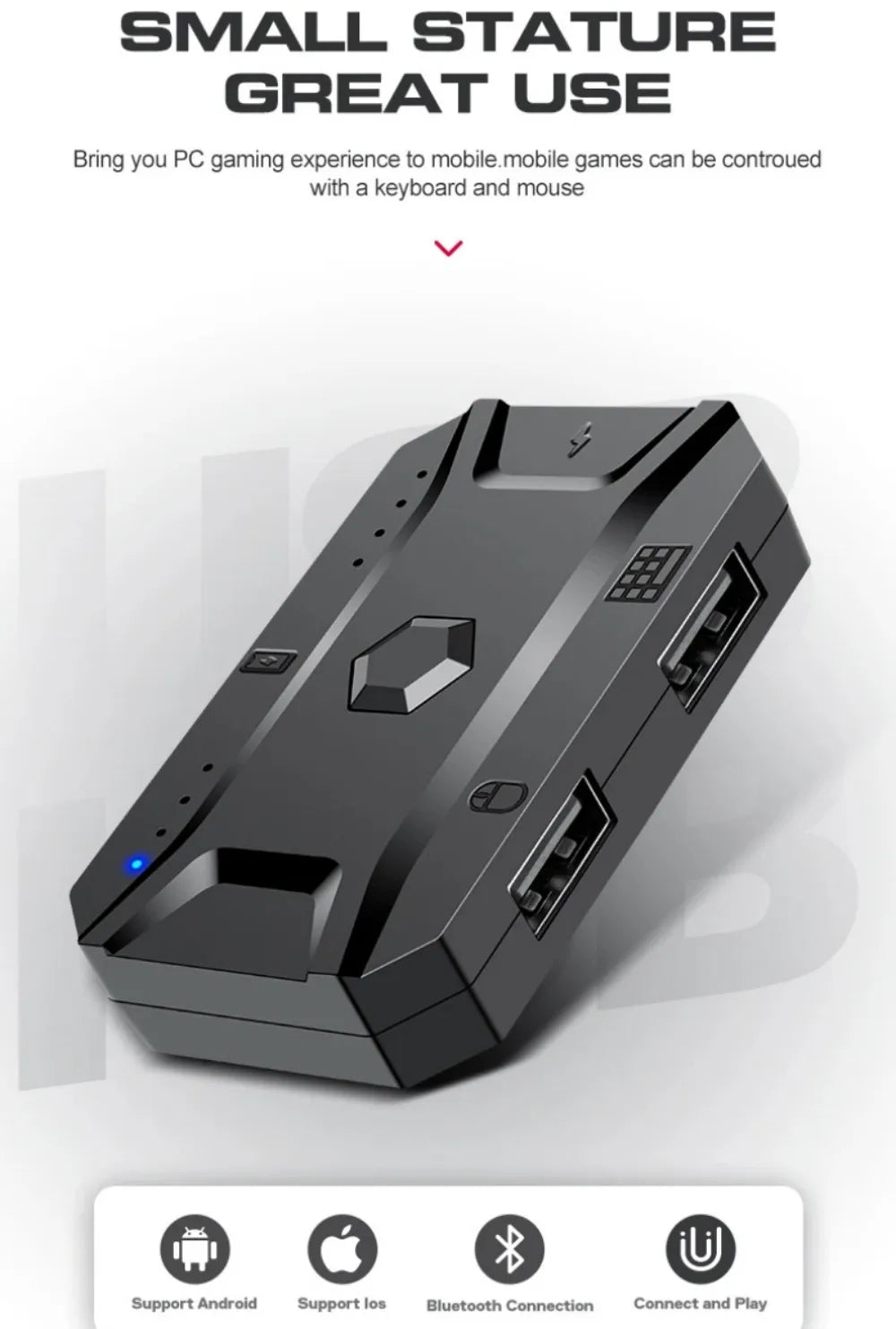 5 in 1 RGB Gaming Keyboard Mouse Combo One Handed Controller Converter  Wired Low Latency for PUBG Mobile Android iOS PC