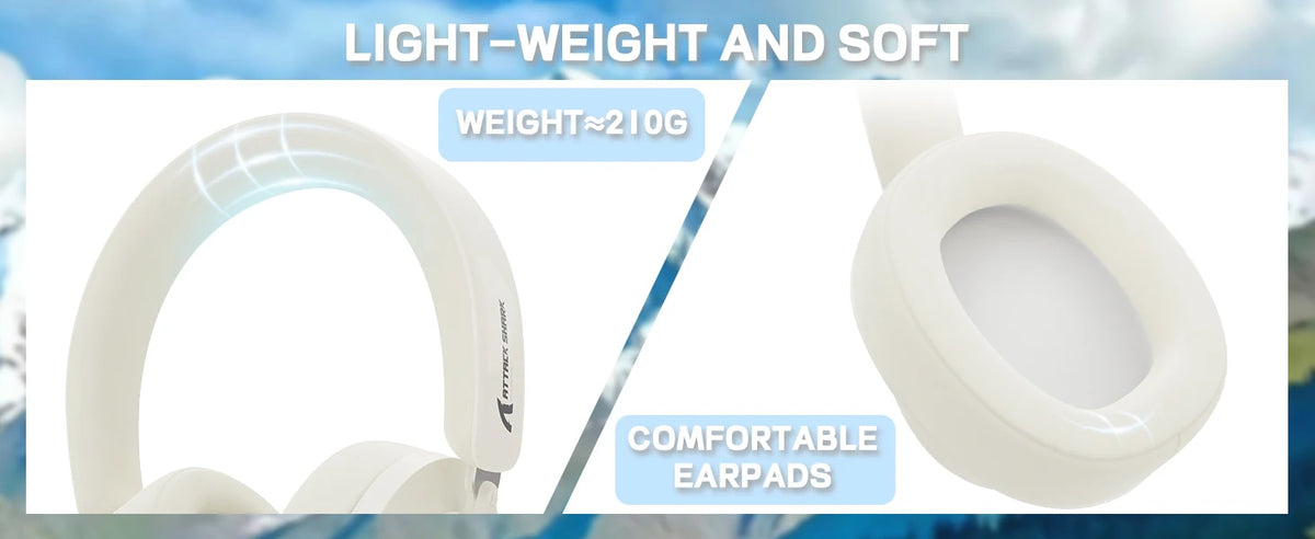 ATTACK SHARK G500 Wireless Over-ear Noise Canceling Headphones,Bluetooth ANC Gaming Headset with BT 5.3/3.5mm Audio Cable