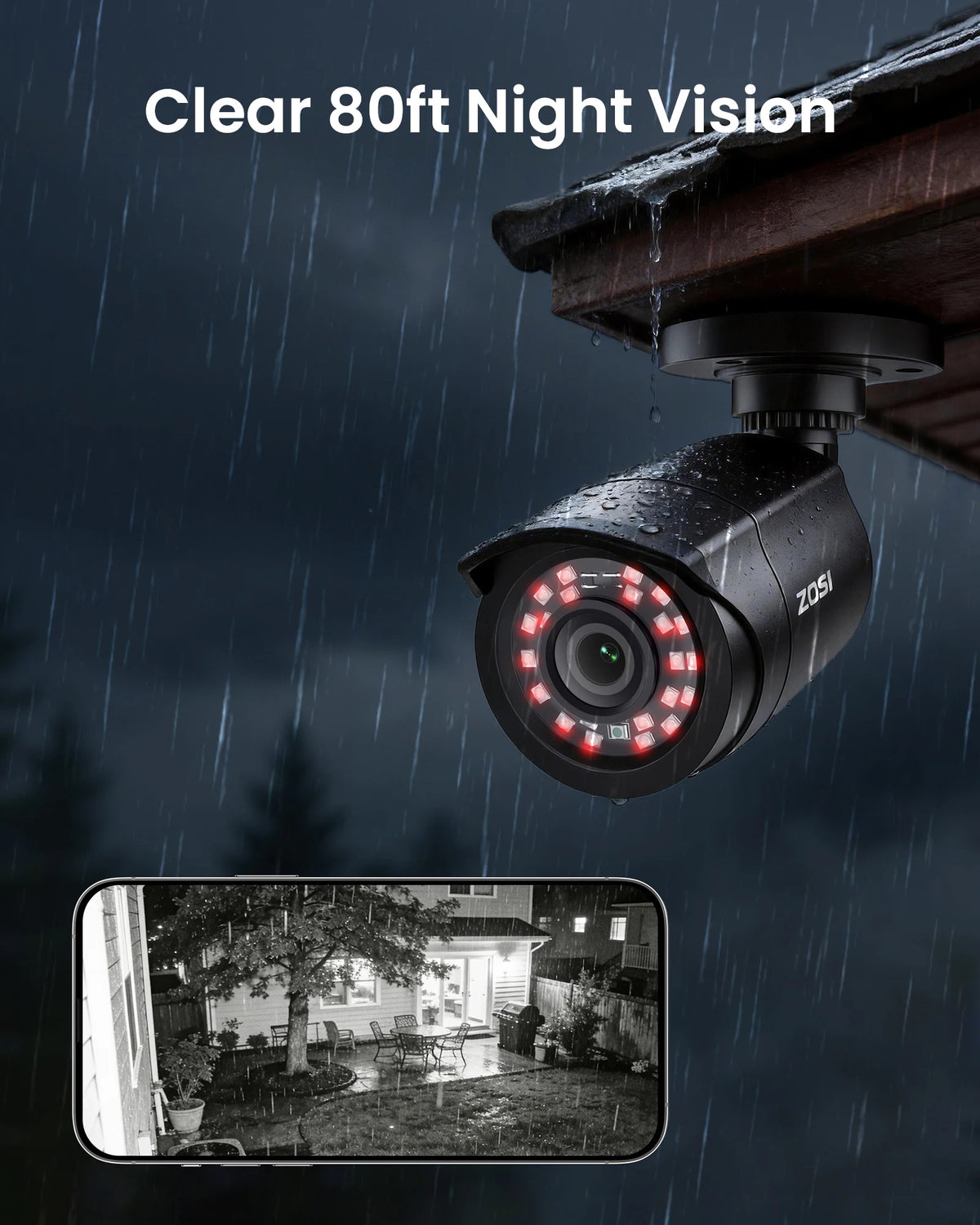 ZOSI 8CH 1080P Security Camera System 2MP Wired DVR Kit for Outdoor Indoor with 80ft Night Vision CCTV Video Surveillance Set IP66 Home Privacy Protection