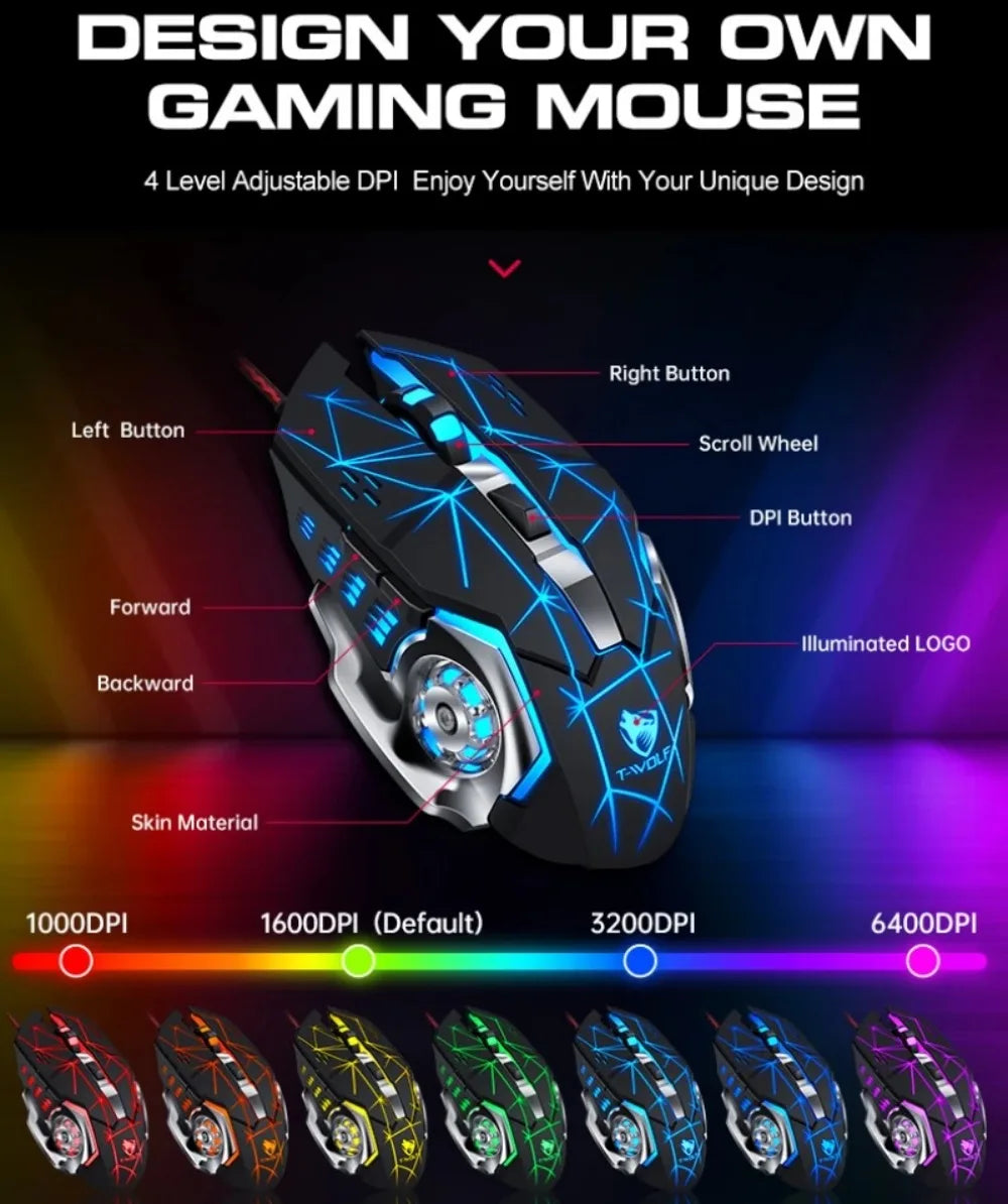 5 in 1 RGB Gaming Keyboard Mouse Combo One Handed Controller Converter  Wired Low Latency for PUBG Mobile Android iOS PC