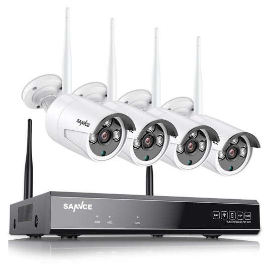 SANNCE 8CH FHD 3MP Wireless Video Security System 5MP NVR With 3MP Outdoor Surveillance IP Cameras Audio Recording AI Detection