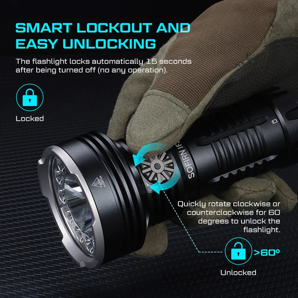 SOFIRN IF30 Powerful  USB C Rechargeable EDC Flashlight IPX8 Waterproof 32650 12000lm SFT40 Lamp Portable Torch