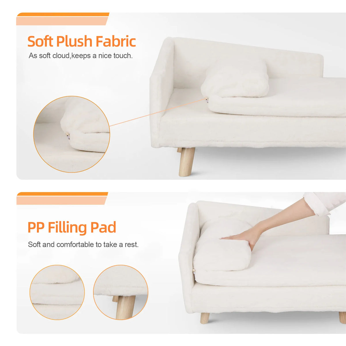 Elevated Pet Bed,Nordic Pet Stool Bed with Cozy Pad Waterproof,Pet Sofa Bed with Sturdy Wood Legs for Small Dog Cat