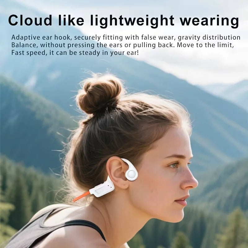 2026 New Open-ear Bone Conduction Headphones Built-in Mic Type-C Charging Long Playback Wireless Earbuds Sports Headset for Running Cycling Fitness Holiday Gift
